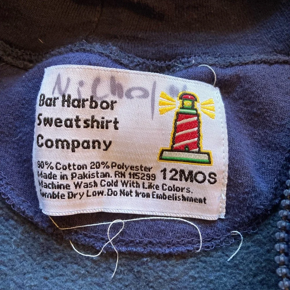 Bar Harbor Company‎ Hoodie Acadia National Park Zip-Up Navy Boy Girl Unisex 12m
